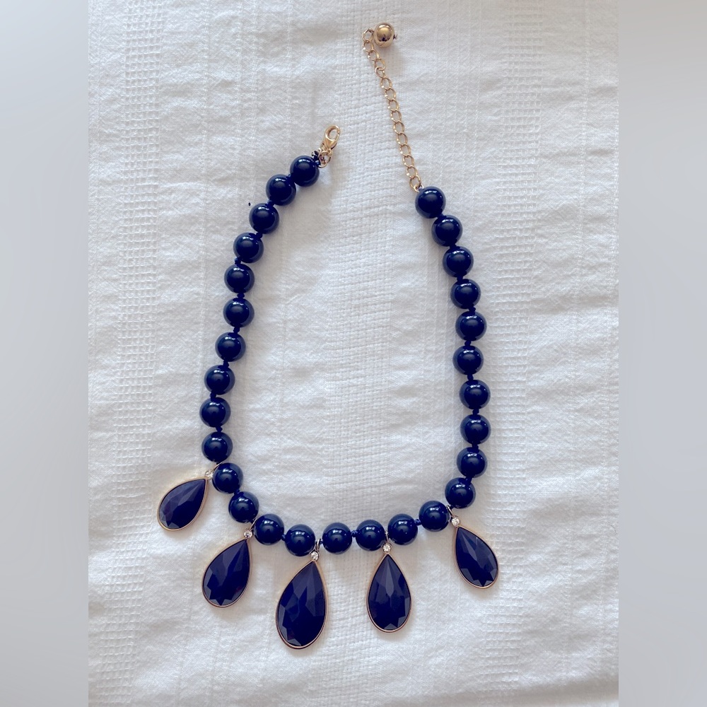 Kate spade blue beaded and diamond statement necklace